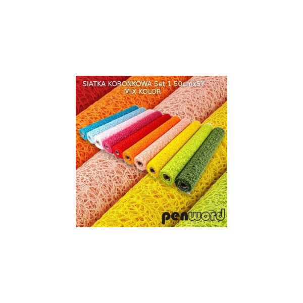 Siatka koronkowa zest. 1, 2 mix kolor. 50cmx5Y Polsirhurt